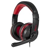 NGS VOX700 USB – Auriculares con micrófono flexible, diadema, USB, para PC, color negro y rojo